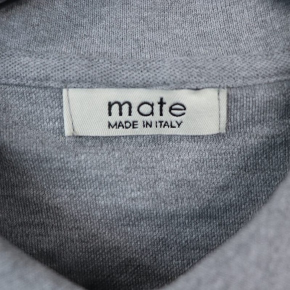 Mate Made in Italy Men’s Polo Gray Polo Button Collared Shirt Organic Cotton. M - Picture 3 of 10